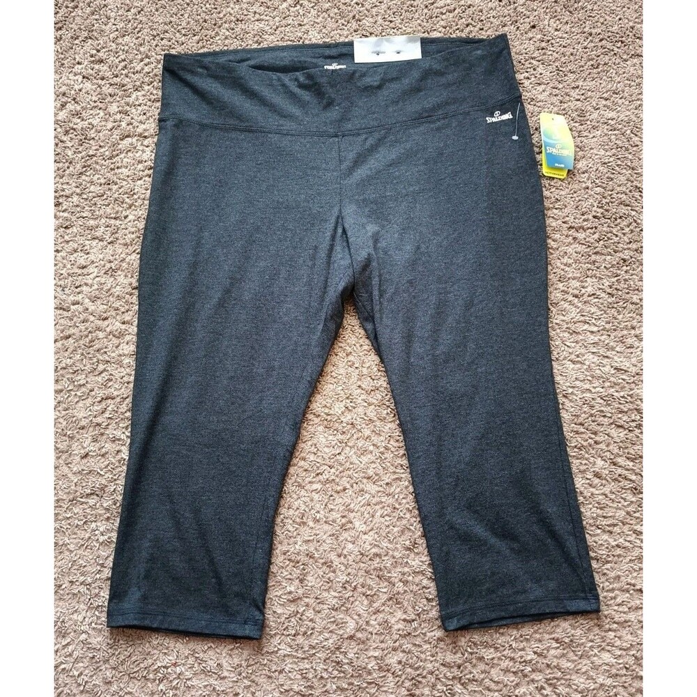 Spalding Women's Capri Leggings Size 3X Black Athletic Workout Yoga Pants Lounge